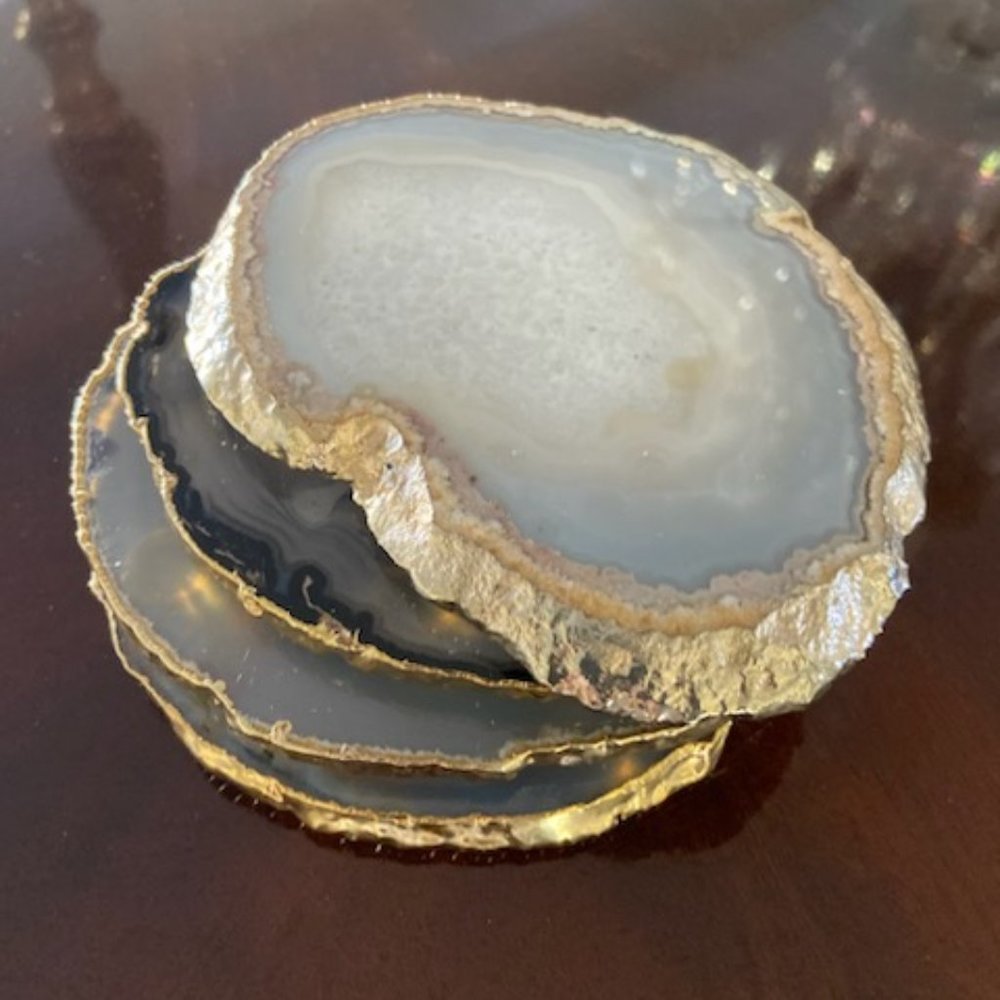 Gold Agate Coasters-Set of 4
